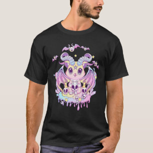 Pastel Goth Krampus Cat Creepy Devil Cat And Skull T-Shirt