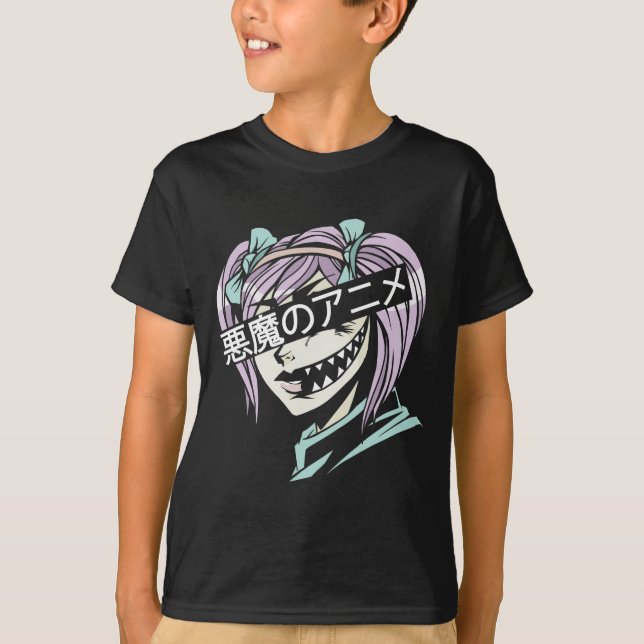 Pastel Goth Manga Aesthetic Girl Creepy Anime T-Shirt (Front)