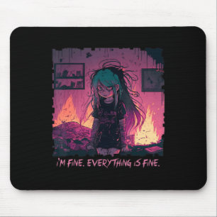 Pastel Goth Menhera I'm Fine Sad Anime Girl Creepy Mouse Mat