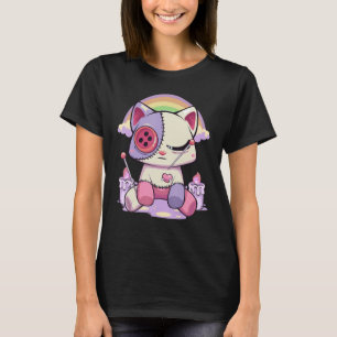 Pastel Goth  Menhera Sad Creepy Voodoo Doll Cat T-Shirt