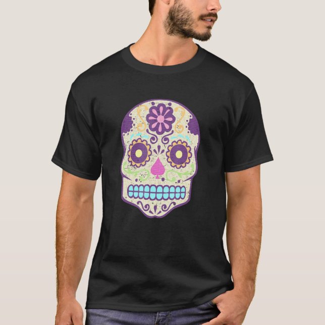 Pastel Goth Mexican Day Of The Dead Calavera Sugar T-Shirt (Front)