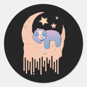 Pastel Goth Moon Aesthetic Kawaii Sloth Classic Round Sticker