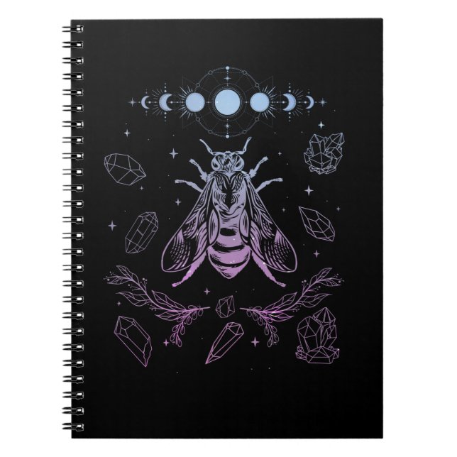Pastel Goth Moon Insect Gothic Wicca Crescent Bee Notebook (Front)