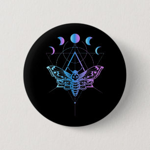 Pastel Goth Moon Moth Crescent Geometry 6 Cm Round Badge