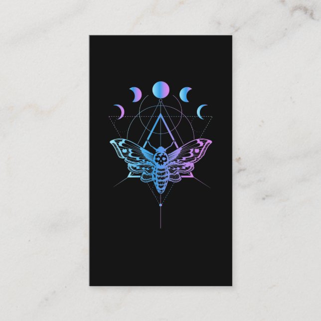 Pastel Goth Moon Moth Crescent Geometry Business Card (Front)