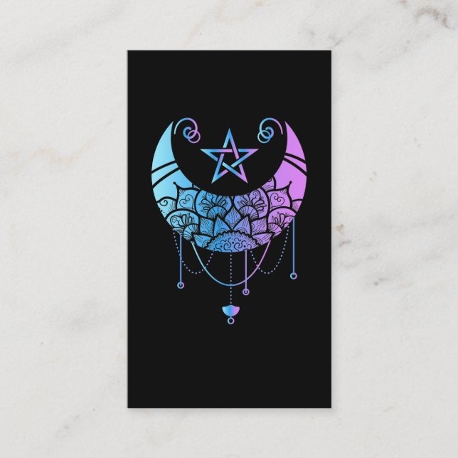 Pastel Goth Moon Satan Crescent Witchy Business Card (Front)