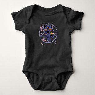 Pastel Goth Moon Wiccan Animal Cat Baby Bodysuit