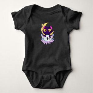 Pastel Goth Moon Wiccan Animal Cat Skull Baby Bodysuit