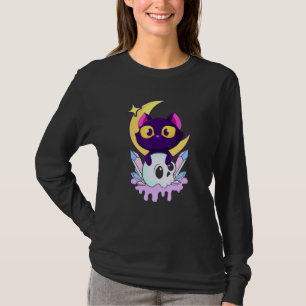 Pastel Goth Moon Wiccan Animal Cat Skull T-Shirt