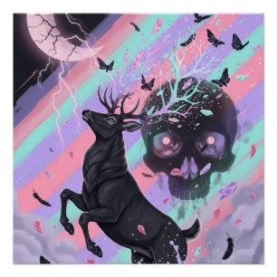 Pastel Goth Mystical Deer Spirit Poster