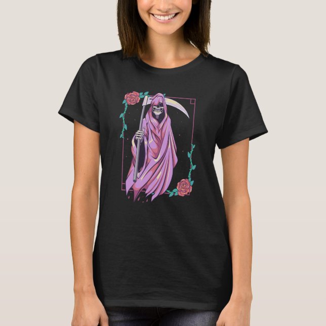 Pastel Goth Occult Spooky Grim Reaper Ghost Tarot T-Shirt (Front)