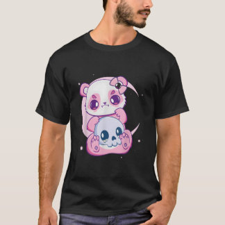Pastel Goth Panda And Skulls Creepy Anime Ga T-Shirt