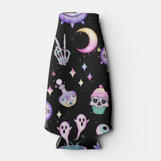 pastel goth pattern dark bottle cooler (Front)