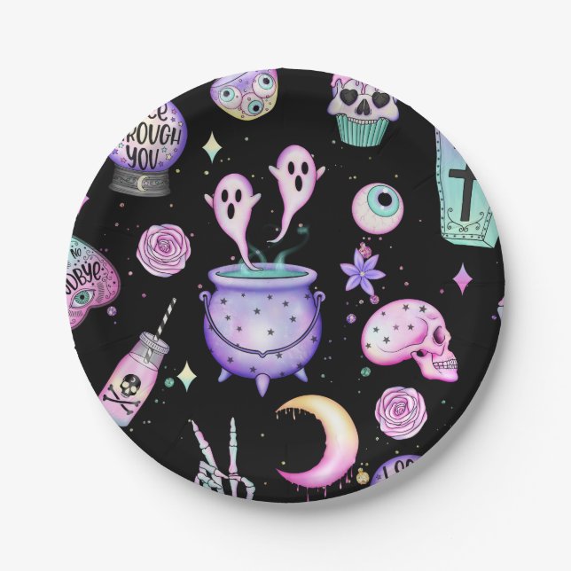 pastel goth pattern dark paper plate (Front)