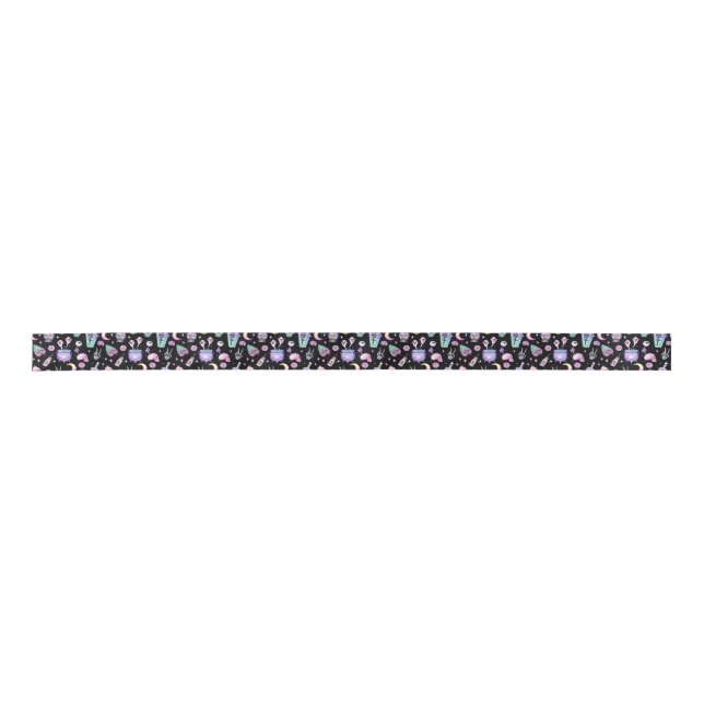 pastel goth pattern dark satin ribbon (Front)