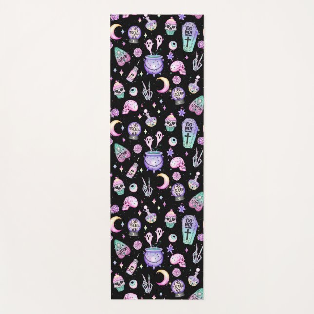 pastel goth pattern dark yoga mat (Front)