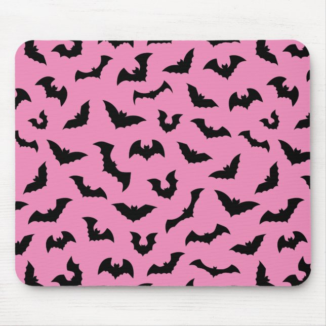 Pastel goth pink bats pattern gamer girl mouse mat (Front)