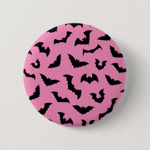 Pastel goth pink bats pattern halloween 6 cm round badge