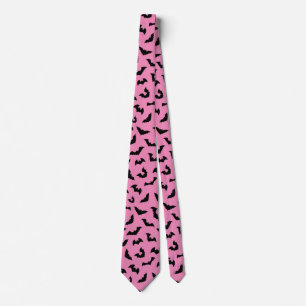 Pastel goth pink bats pattern halloween tie