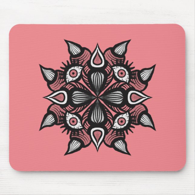 Pastel goth pink creepy monster witch mouse mat (Front)