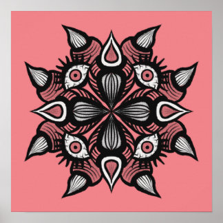 Pastel goth pink creepy monster witch poster