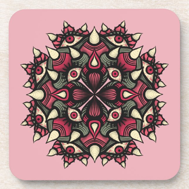 Pastel goth pink horror circus coaster (Front)