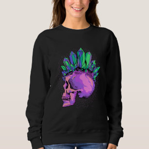 Pastel Goth Punk Skull Crystal Mohawk Rock Gothic Sweatshirt