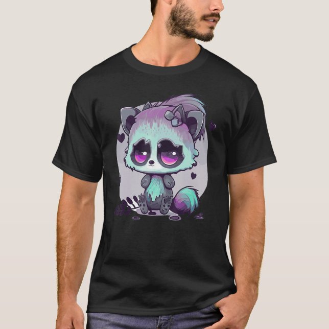 Pastel Goth Raccoon Creepy Cute Menhera Gothic T-Shirt (Front)