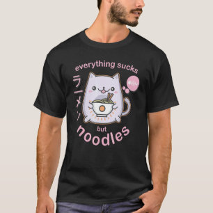 Pastel Goth Ramen Noodle Cat T Shirt -   Gift