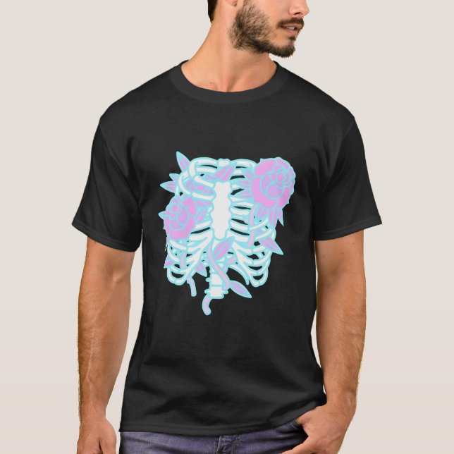 Pastel Goth Ribcage Kawaii Goth Skeleton Alt Emo T-Shirt (Front)