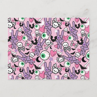 Pastel Goth Rockabilly Spooky Bunny Postcard