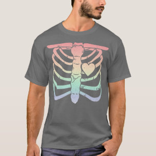 Pastel Goth Skeleton Heart Ribcage Bat Halloween C T-Shirt