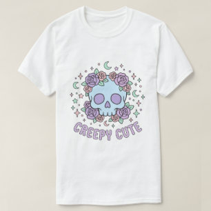 Pastel Goth Skull Floral Creepy Cute Aesthetic Art T-Shirt