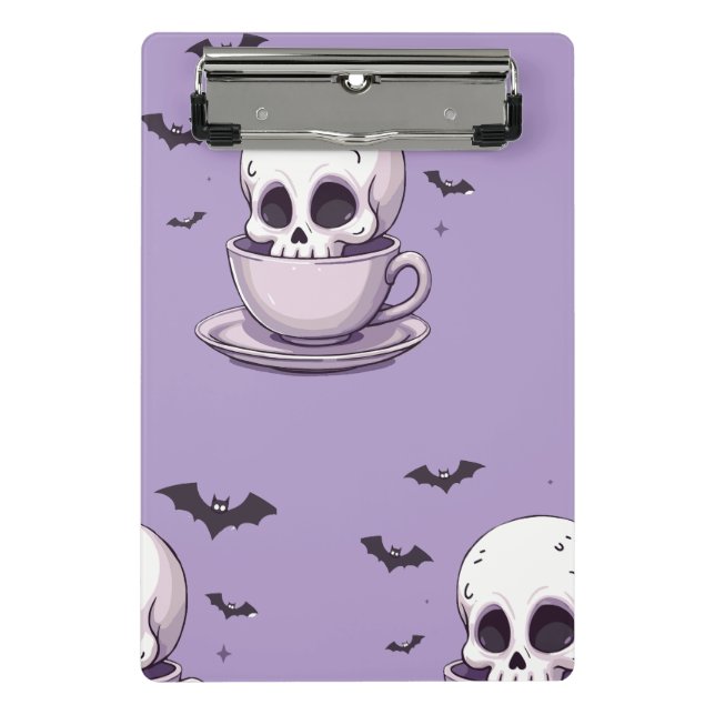 Pastel Goth Skull in Teacup Mini Clipboard (Front)