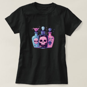 Pastel Goth Skull Potion Bottles Halloween Art T-Shirt