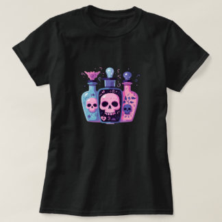 Pastel Goth Skull Potion Bottles Halloween Art T-Shirt