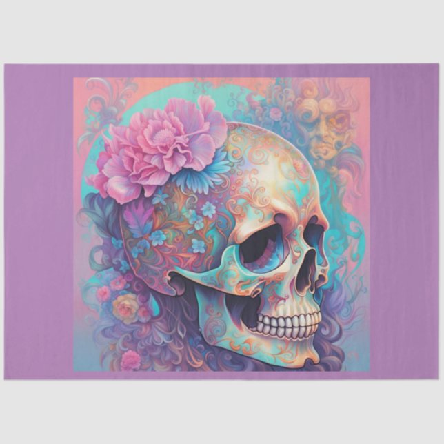 Pastel Goth Skull Skeleton Decoupage Paper (Front)