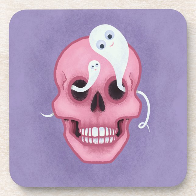 Pastel goth skull spooky cute coaster (Front)