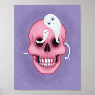 Pastel goth skull spooky cute poster