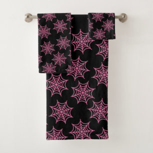 Pastel Goth Spider Web Pink Bath Towel Set