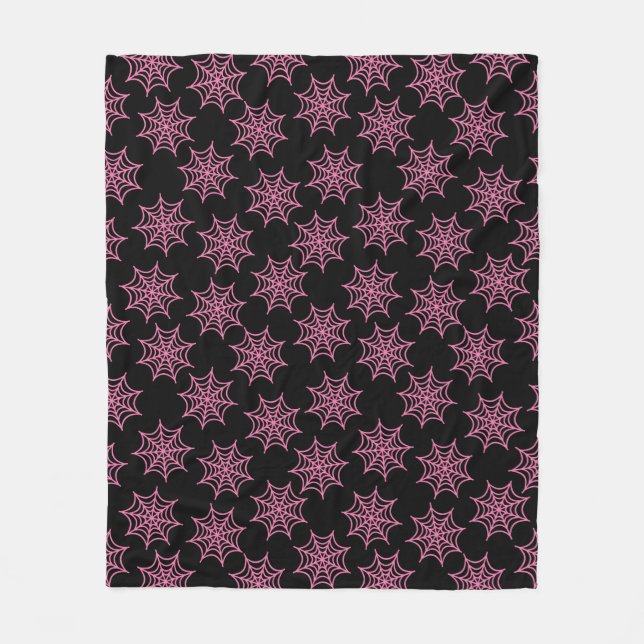 Pastel Goth Spider Web Pink Fleece Blanket (Front)
