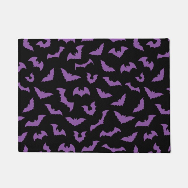 Pastel goth spooky bats purple black doormat (Front)