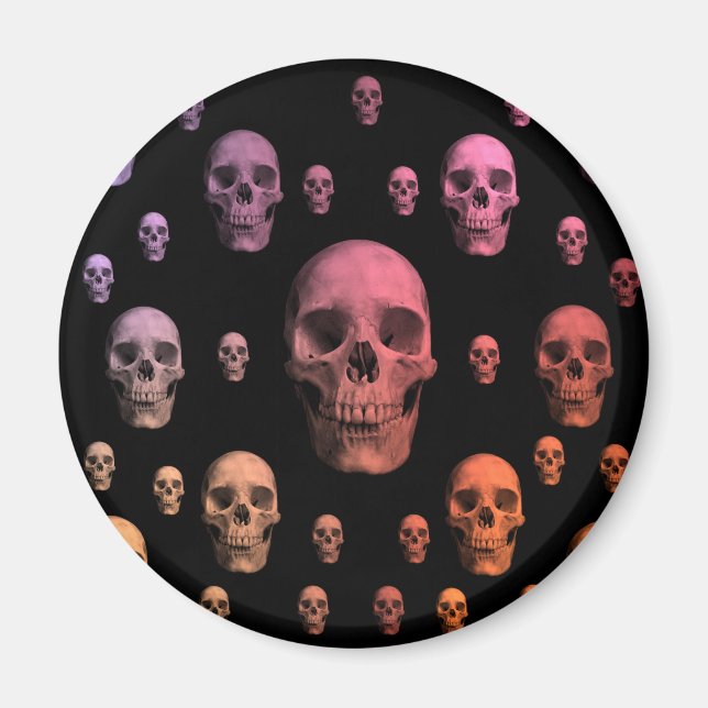 Pastel goth spooky grinning Halloween skulls Magnet (Front)