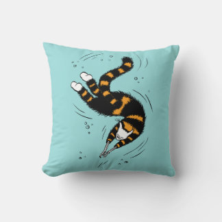 Pastel Goth Swimming Cat Skeleton Cushion