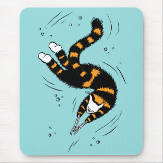Pastel Goth Swimming Cat Skeleton Mouse Mat