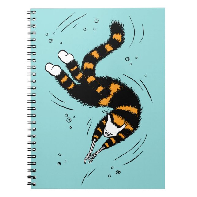 Pastel Goth Swimming Cat Skeleton Notebook (Front)