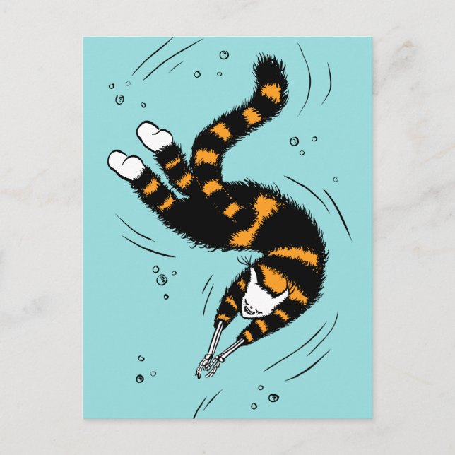Pastel Goth Swimming Cat Skeleton Postcard (Front)