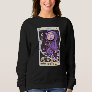 Pastel Goth Tarot Card The Death Grim Reaper Cat C Sweatshirt