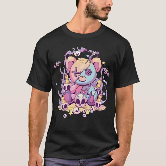 Pastel Goth Teddy Bear Voodoo Doll Cute Aesthetic  T-Shirt (Front)