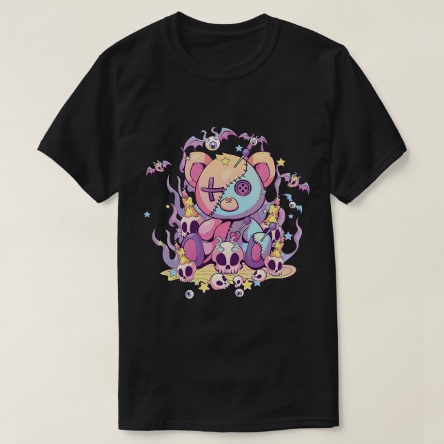 Pastel Goth Teddy Bear Voodoo Doll Cute Aesthetic  T-Shirt (Design Front)